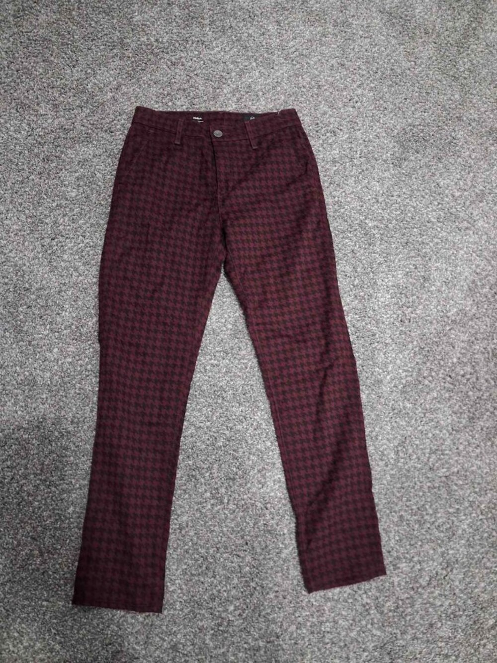 AG Adriano Goldschmied Caden Tailored Trousers Burgundy & Black Houndstooth 25R - Picture 2 of 3